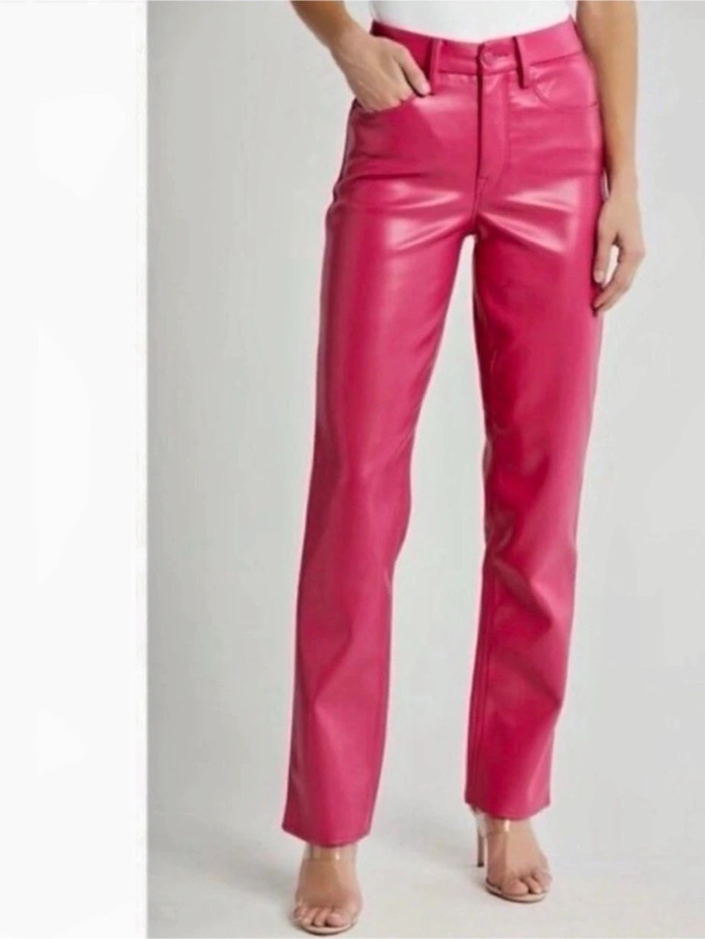 Good American faux leather Pink Straight Leg Pants